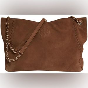 Tory Burch Marion Suede Slouchy Brown Tote